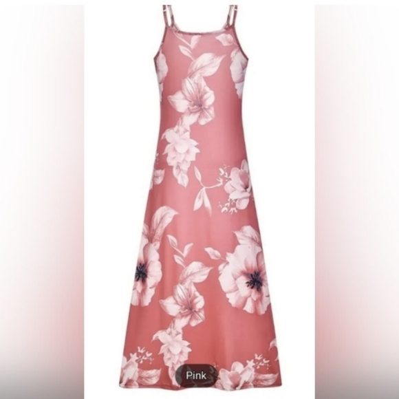 Women's Floral Pink Spaghetti Strap Dress Size XXL/14 - Picture 9 of 12